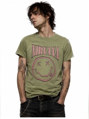 Nirvana Shirt M Smiley Green